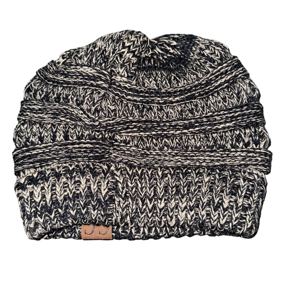 C.C Beanie Black and Tan Knit - Picture 2 of 3